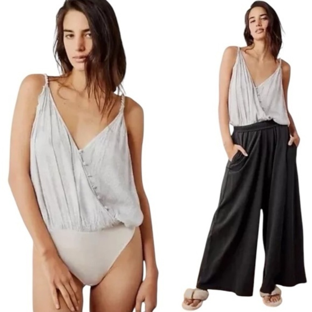 NEW Intimately Free People Siren Animal Print Bodysuit in Grey